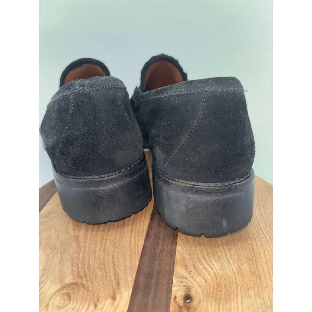 Gucci Men horsebit Loafers slipon US8 1/2D Black suede lug sole solid Gorgeous - Picture 11 of 16